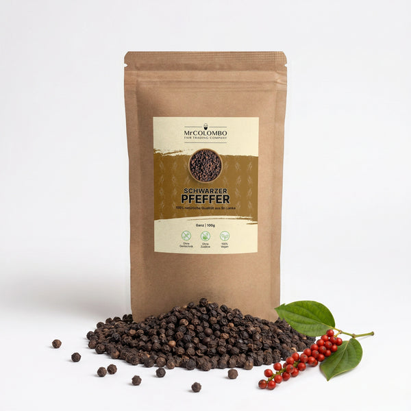 Schwarzer Pfeffer ganz - Pfefferkörner aus Sri Lanka 100 g aus Sri Lanka - MrCOLOMBO
