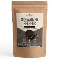 MrCOLOMBO Schwarzer Pfeffer ganz aus Sri Lanka - 100 g Produktbeutel