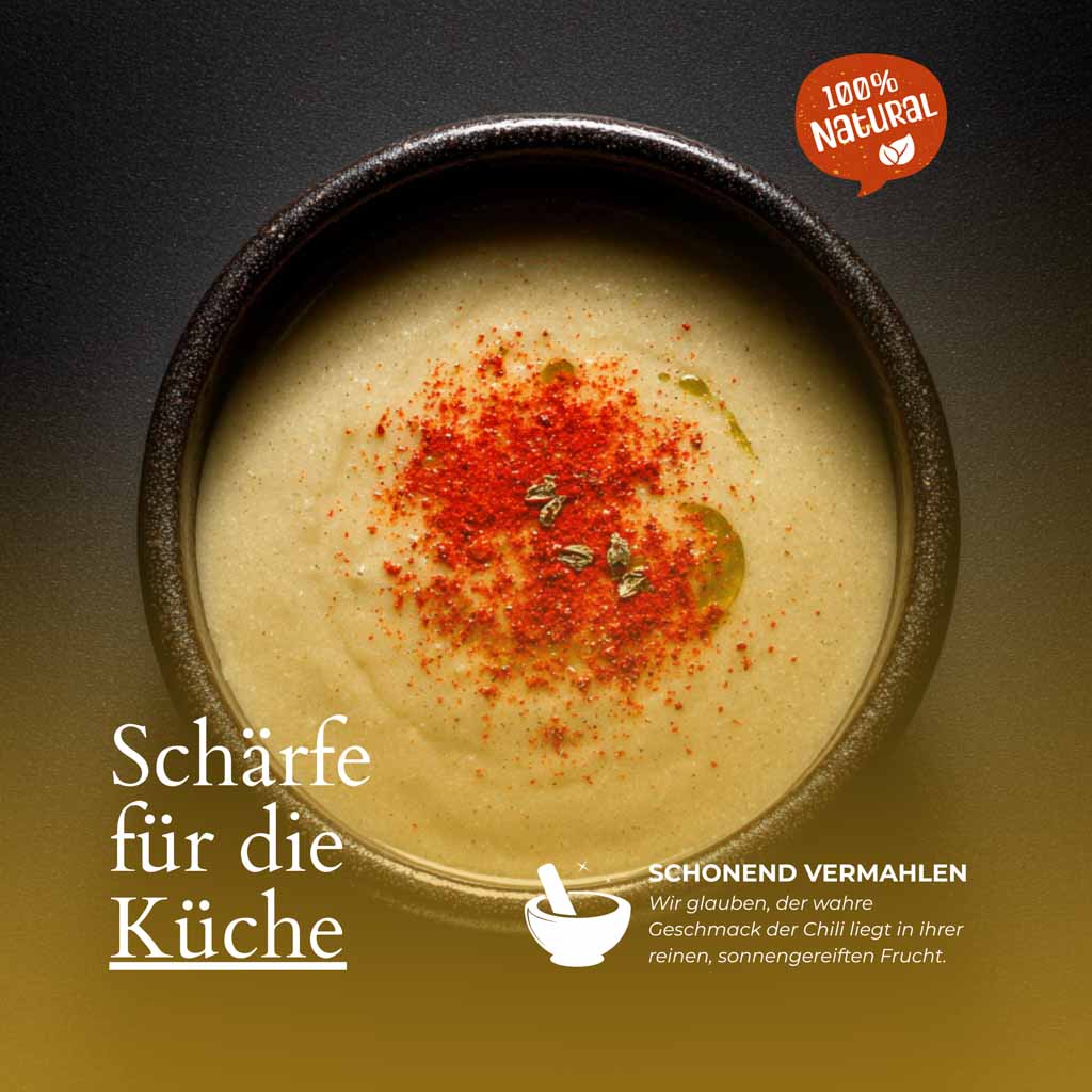 Suppe mit feurigem Chili-Pulver von MrCOLOMBO | sonnengereift, schonend vermahlen.