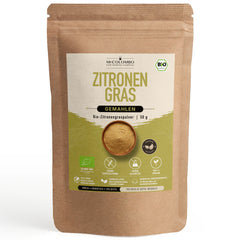 Bio-Zitronengras-Set aus Sri Lanka - enthalten: Bio-Zitronengras Pulver 50 g im MrCOLOMBO Produktbeutel