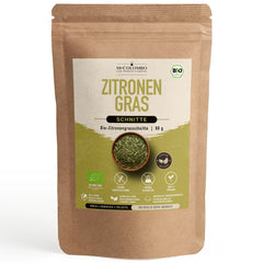 Bio-Zitronengras-Set aus Sri Lanka - enthalten: Bio-Zitronengras Schnitte 80 g im MrCOLOMBO Produktbeutel