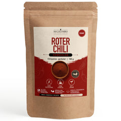 Chili-Set aus Sri Lanka - enthalten: Chili Pulver geröstet 100 g im MrCOLOMBO Produktbeutel