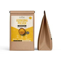 Kurkuma Pulver aus Sri Lanka - Single Origin im MrCOLOMBO Produktbeutel auf weißem Hintergrund - 5 kg