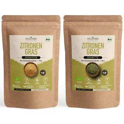 Bio-Zitronengras-Set aus Sri Lanka - Pulver & Schnitte (2 Sorten)
