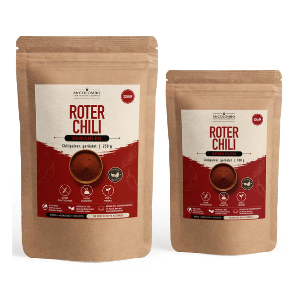 Chili Pulver geröstet - Verpackung Original-Produkt von MrCOLOMBO