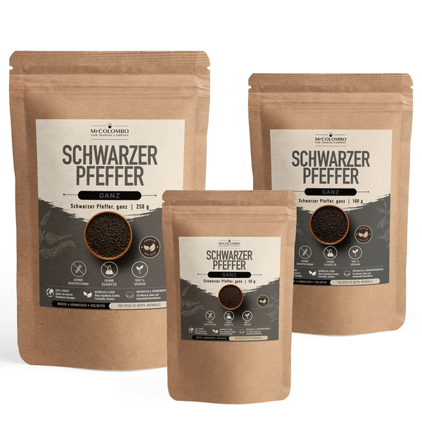 Schwarzer Pfeffer ganz - Verpackung Original-Produkt von MrCOLOMBO