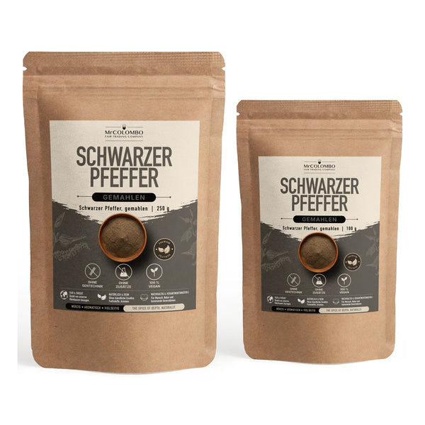 Schwarzer Pfeffer Pulver - Verpackung Original-Produkt von MrCOLOMBO