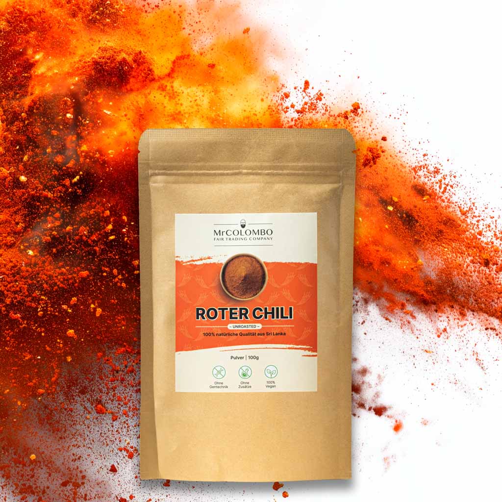 100g Beutel ungeröstetes Chili-Pulver | natürlich scharf, direkt aus Sri Lanka.