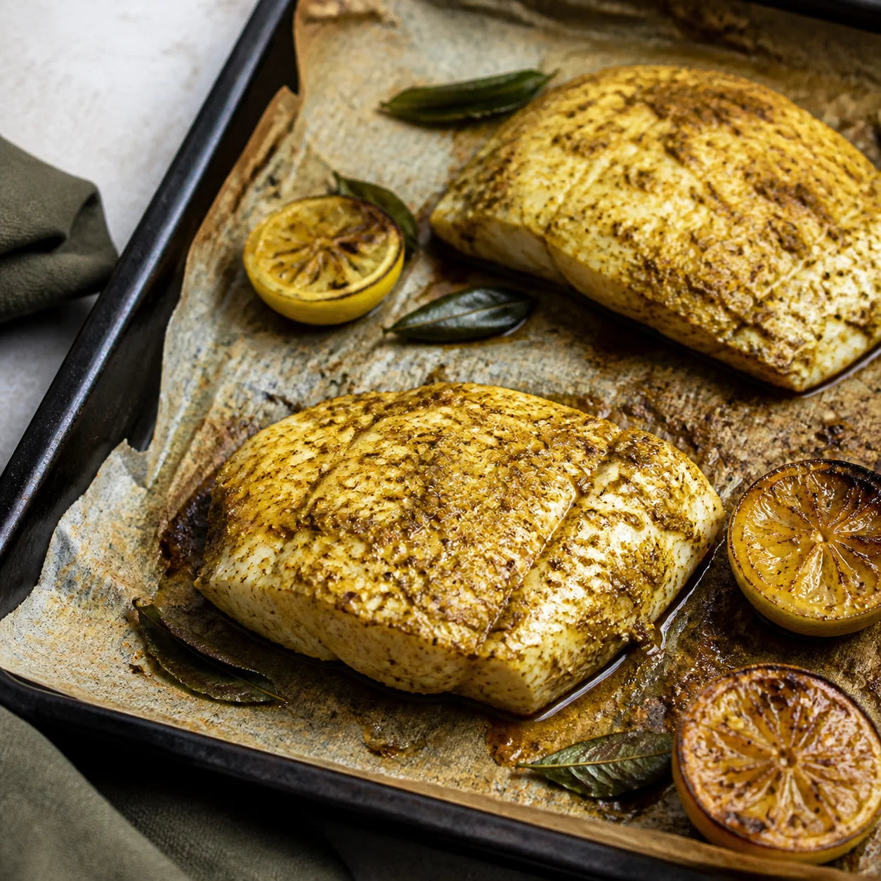 Gewürzte Fischfilets in einer leichten Kokos-Limetten-Sauce